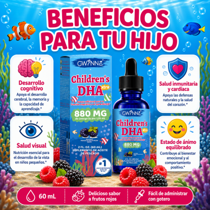 Gwynne Dha Xtra Gotas,berry Punch Para Niños 60ml - 880 Mg Total Omega-3 Con Epa Y Dha - Función Cognitiva E Inmune, Aprendizaje,desarrollo Social,48 Porciones