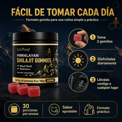 Gwynne Shilajit Gummies 3000mg Para Hombres Y Mujeres 60 Gummies: Shilajit Gummies Puro Del Himalaya Ácido Fúlvico Y 85+ Oligoelementos Sin Azúcar Añadido