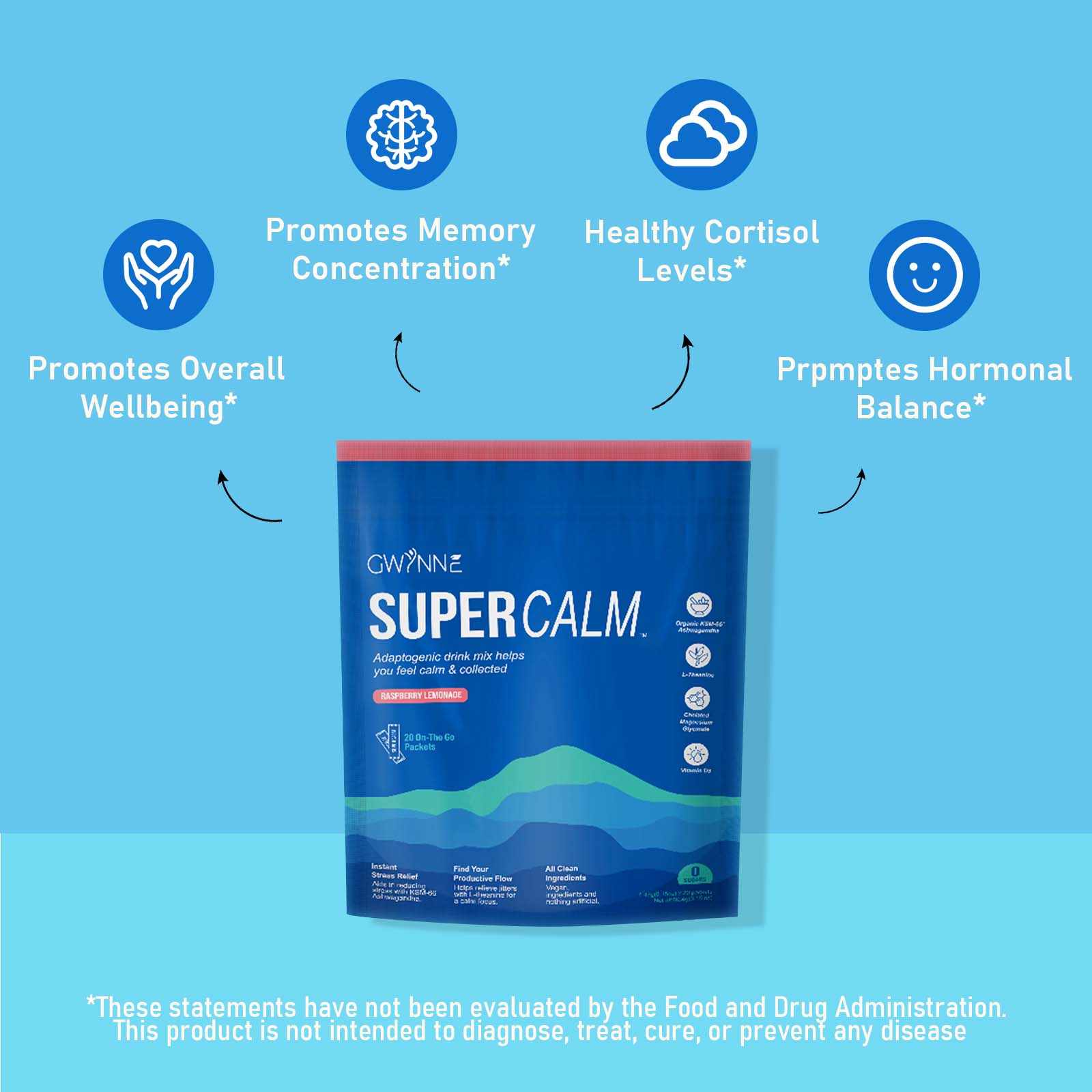 Mezcla De Bebidas En Polvo Supercalm Suplementos Frambuesa E