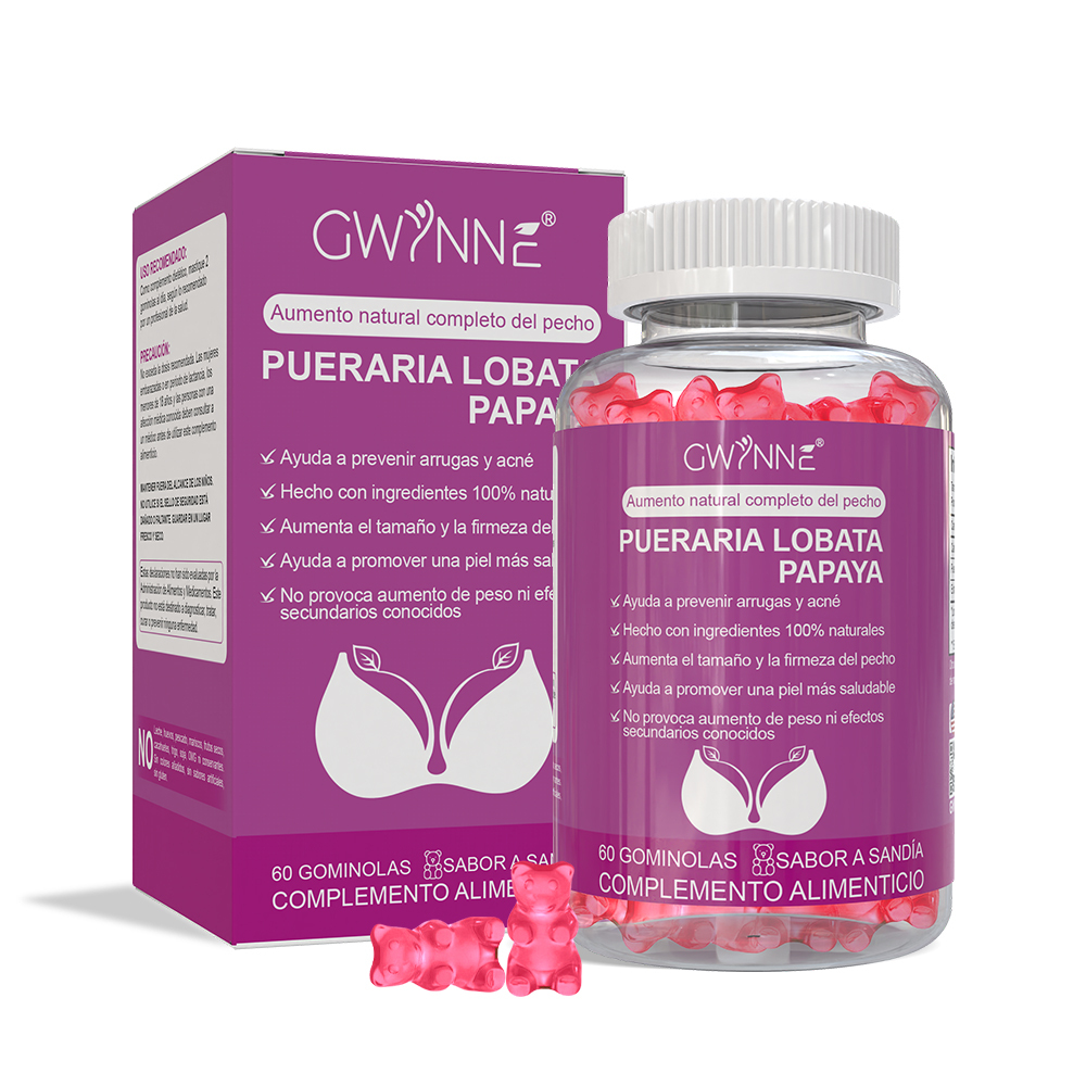 Gwynne Puro Natural Aumento De Mamas Lifting De Glúteos,con Pueraria Mirifica 1000mg Y Extracto De Papaya 500mg,apoyo Al Crecimiento Mamario,piel Sana,estrógeno,60 Gominolas