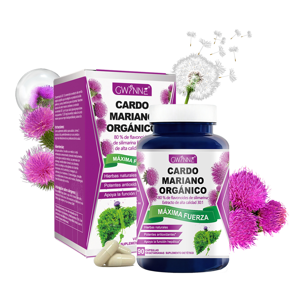 Gwynne Cardo Mariano Orgánico Cápsulas,silymarin Milk Thistle 30:1 Extracto,apoyo A La Desintoxicación Y Reparación Del Hígado,apoyo A Los Antioxidantes,muscular Y Óseo,90 Cápsulas