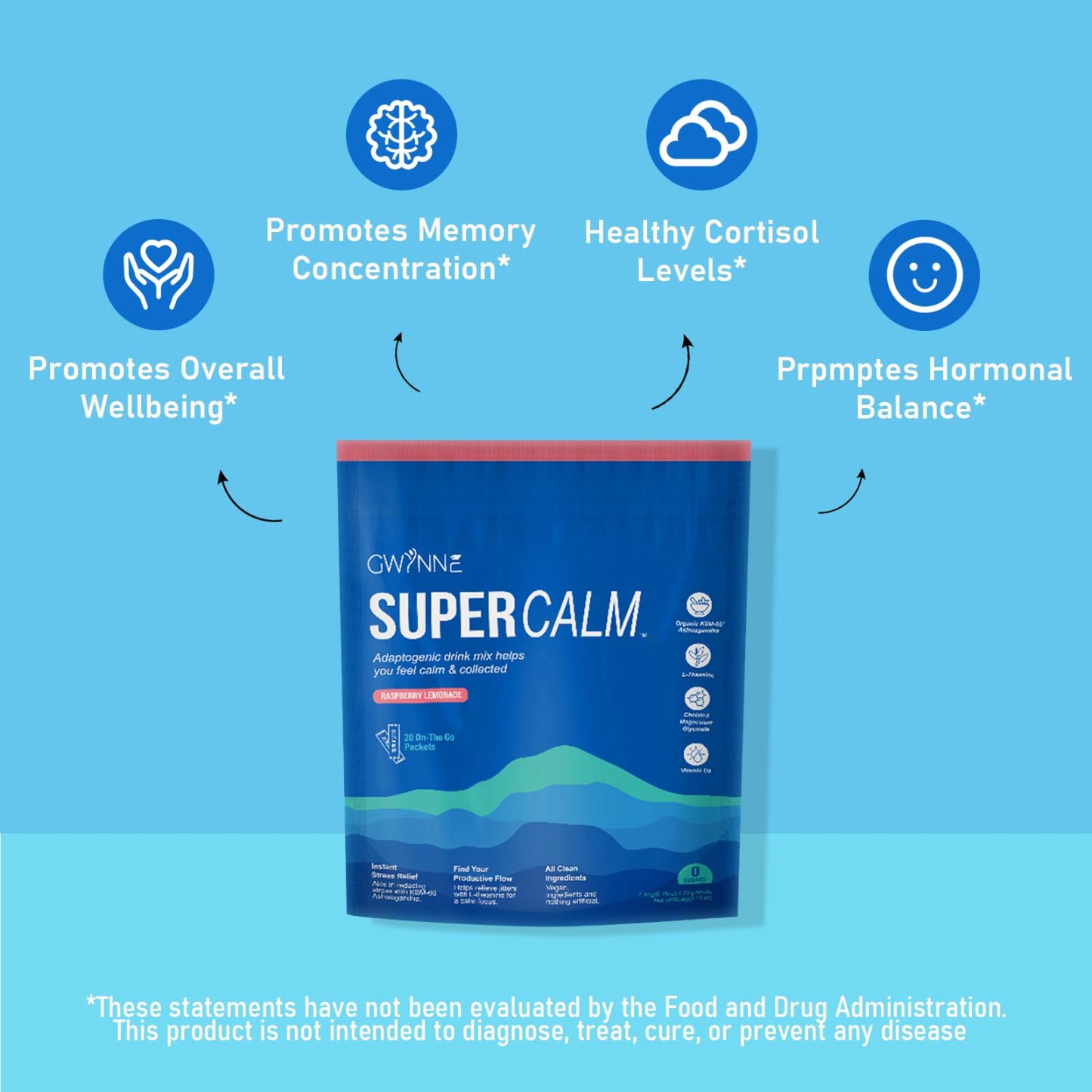 Mezcla De Bebidas En Polvo Supercalm Suplementos Frambuesa E