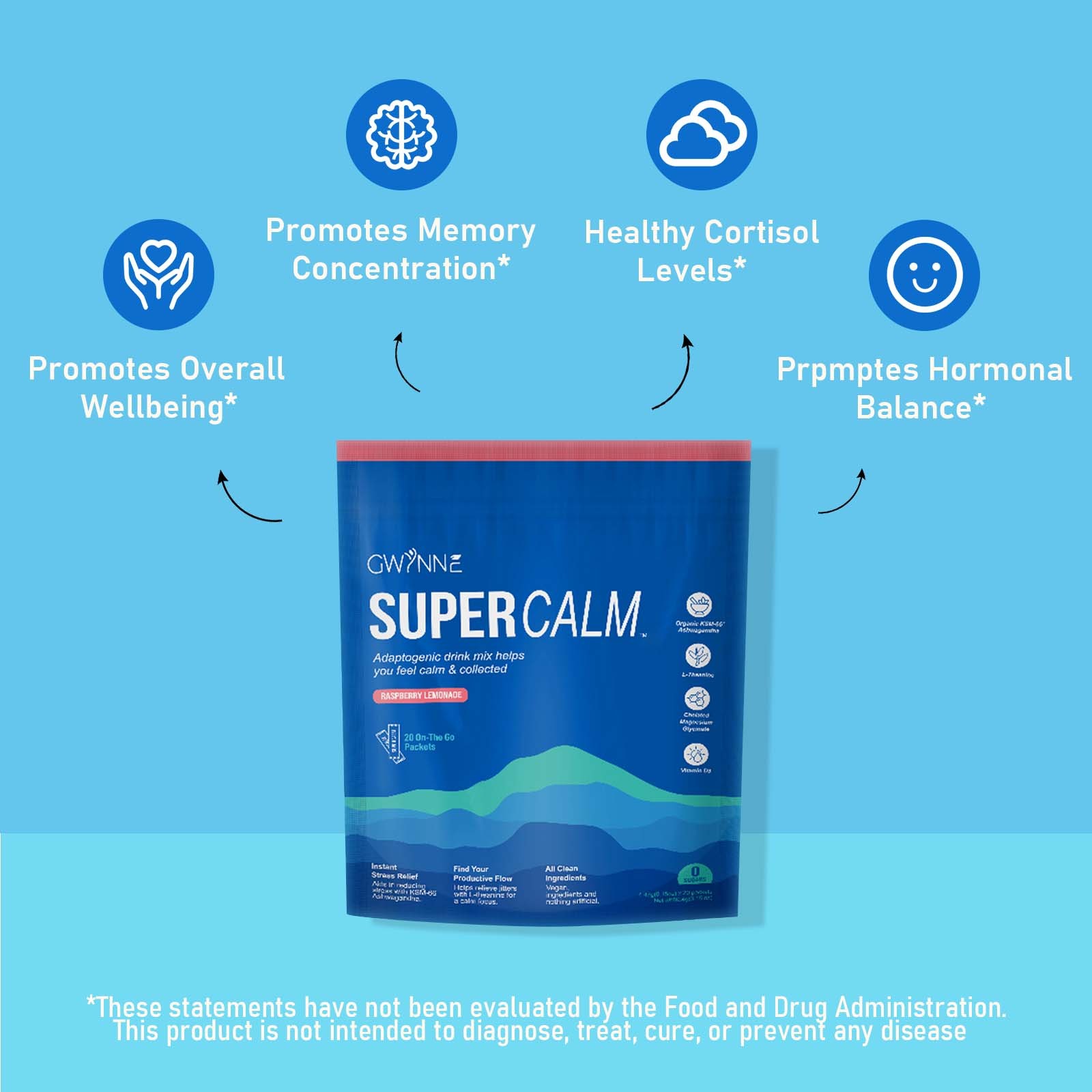 Mezcla De Bebidas En Polvo Supercalm Suplementos Frambuesa E