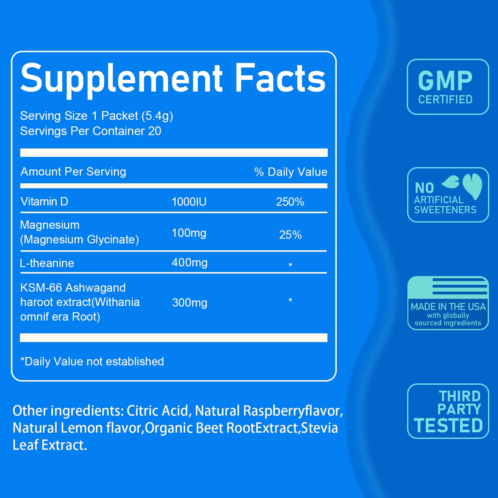 Mezcla De Bebidas En Polvo Supercalm Suplementos Frambuesa E