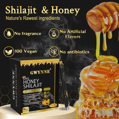 Gwynne Shilajit Honey Sticks Suplementos 30 Sticks Puro Del 3000mg Himalaya 85 Micronutrientes Apto Para Hombres Y Mujeres 100% Natural Orgánico