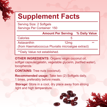 Gwynne Astaxantina 12 Mg 300 Cápsulas Blandas Antioxidante,astaxantina Antioxidant From Fresh Haematococcus Pluvialis,apoya La Salud Ocular, Articular Y Cutánea