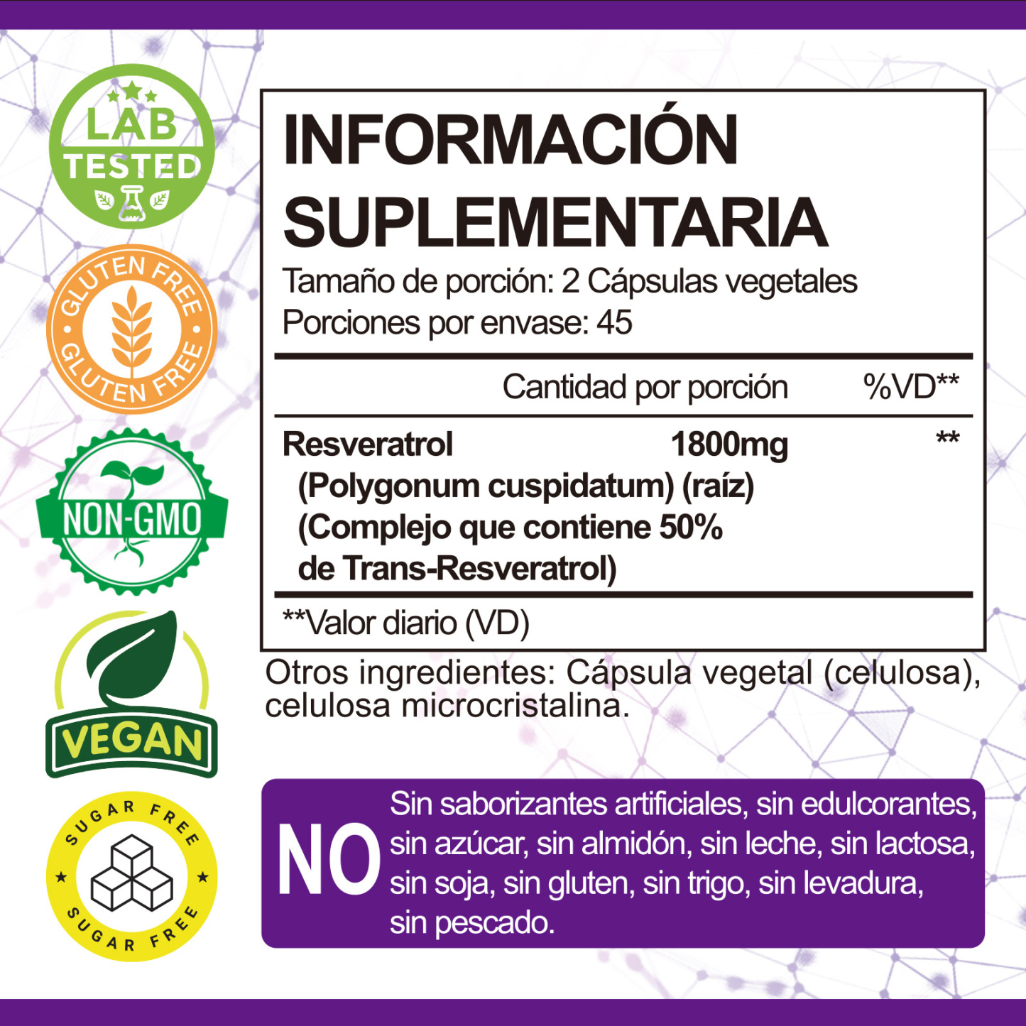 Gwynne Resveratrol Supplement 1800 Mg Complejo Antioxidante 90 Cápsulas,píldoras De Resveratrol Para Envejecimiento Saludable,apoyo A La Salud General,sistema Inmunológico,función Cerebral