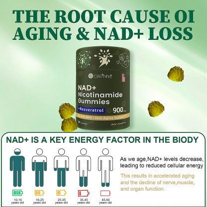Gwynne Nad+ Suplemento Liposomal De Nicotinamida Ribosida Con Resveratrol Y Quercetina Y NAD 900mg 60 Gominolas