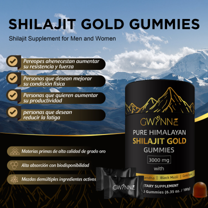 Gwynne Shilajit Gummies Puro Del Himalaya 85 Micronutrientes 3000mg Apto Para Hombres Y Mujeres 100% Natural Orgánico 60 Gommies