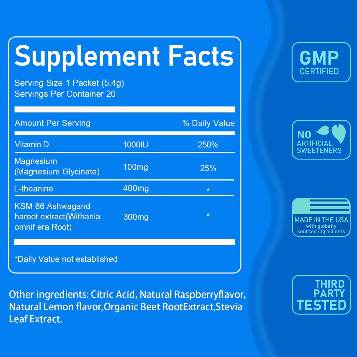 Mezcla De Bebidas En Polvo Supercalm Suplementos Frambuesa E
