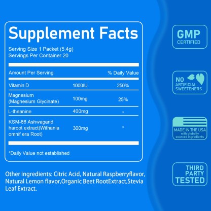 Mezcla De Bebidas En Polvo Supercalm Suplementos Frambuesa E