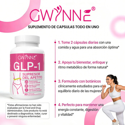 Gwynne Suplementos De Supresor Del Apetito Glp-1,con Cetonas De Frambuesa,mango Africano,apoya El Metabolismo, La Absorción Nutricional,inhibición Del Apetito Y La Digestión,90 Cápsulas