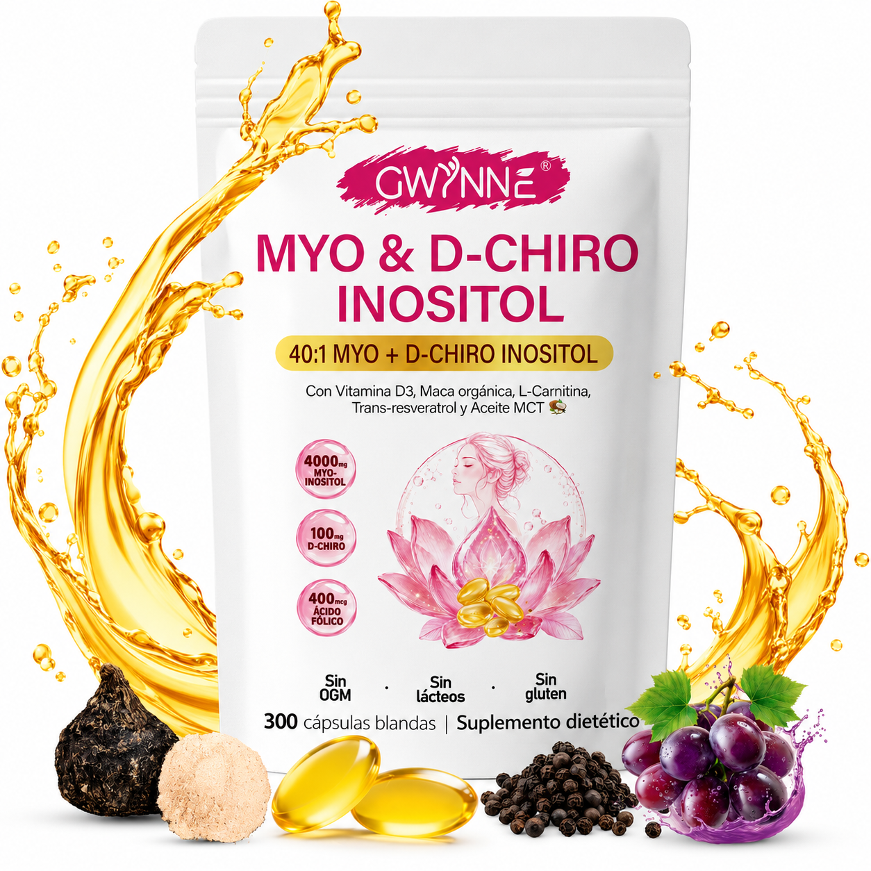 GWYNNE Myo-inositol Y D-chiro Inositol 300 Cáps