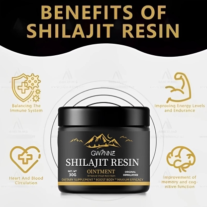 Gwynne Shilajit Resina Natural Pura Orgánica Del Himalaya 30g + Gomitas De Shilajit 60 Unidades Sabor A Frambuesa Y Sandía + Charaji Cápsulas 60pcs