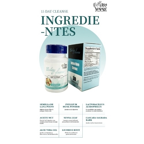 Gwynne 15 Day Cleanse Advanced Detox Formula Detox Intestino 30 Cápsulas sin sabor embotelladas