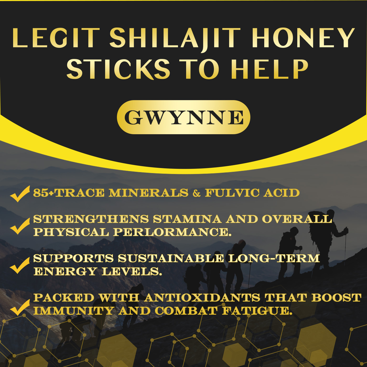 Gwynne Shilajit Honey Sticks Suplementos 30 Sticks Puro Del 3000mg Himalaya 85 Micronutrientes Apto Para Hombres Y Mujeres 100% Natural Orgánico