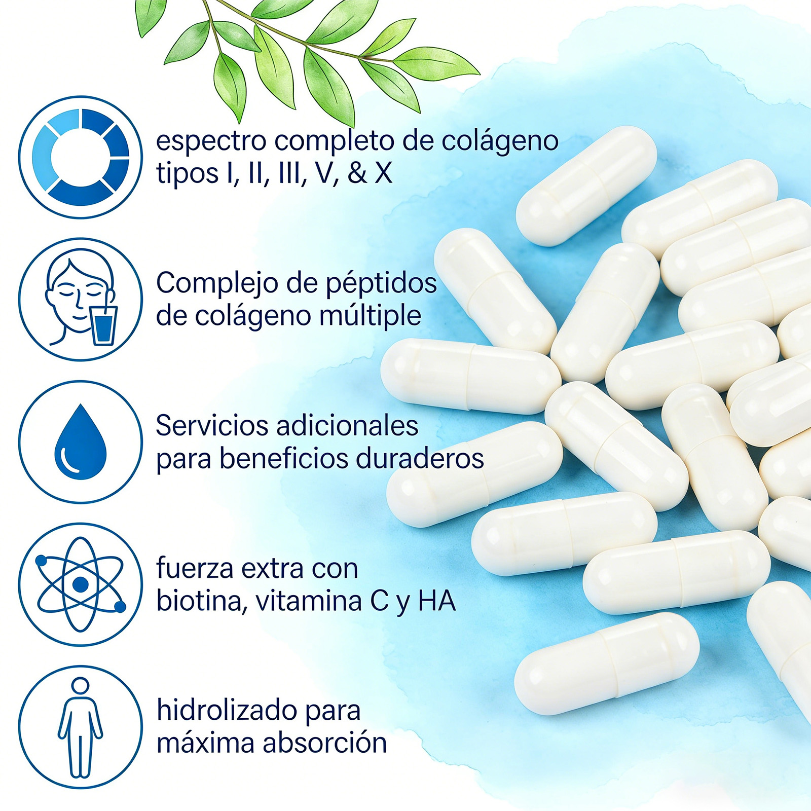 Gwynne Péptidos De Colágeno Múltiples 1800 Mg Complejo 90 Cápsulas-tipo I,ii,iii,v,x Complejo De Colágeno Premium Para Una Mejor Piel Y Cabello,articulación Fuerte,proteína Hidrolizada