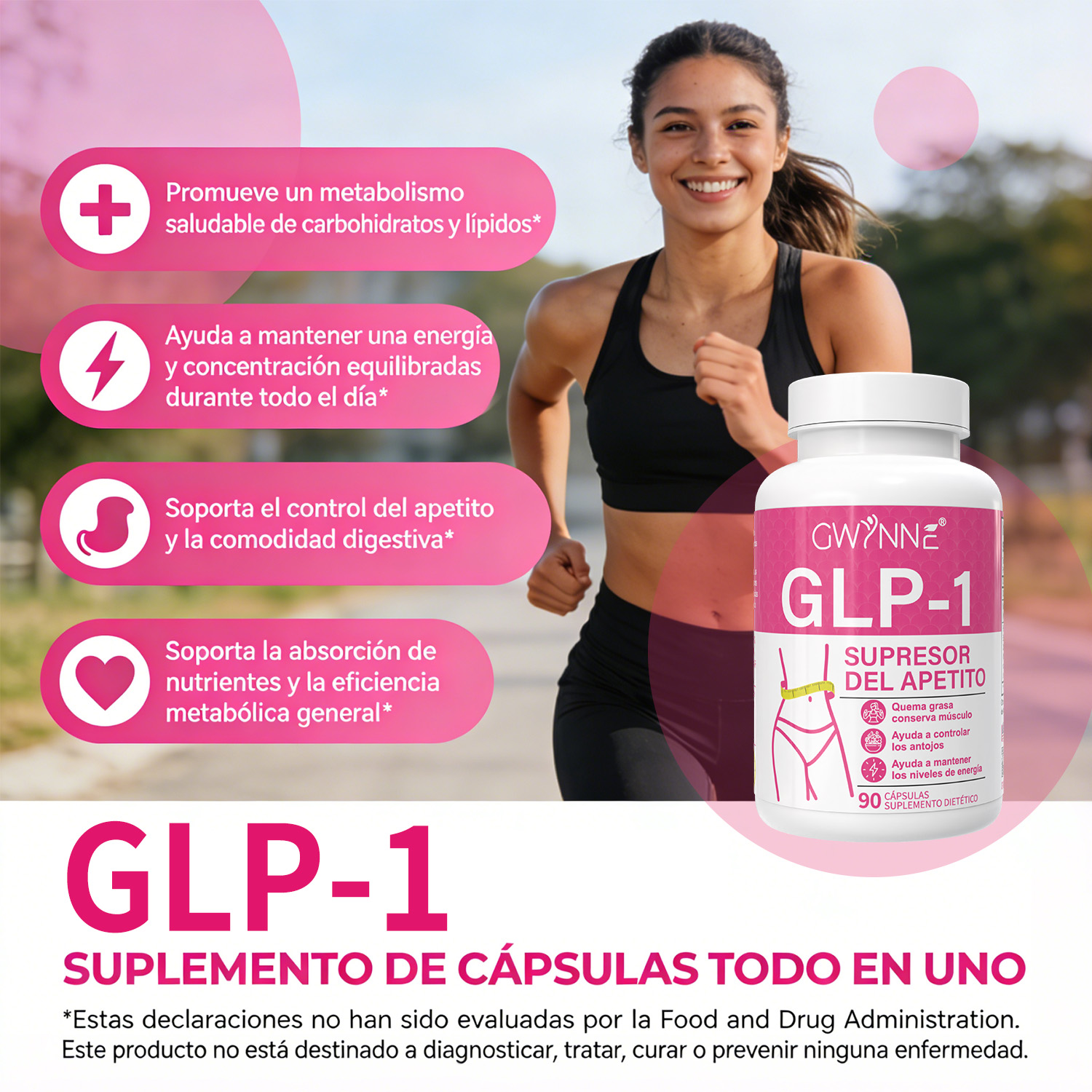 Gwynne Suplementos De Supresor Del Apetito Glp-1,con Cetonas De Frambuesa,mango Africano,apoya El Metabolismo, La Absorción Nutricional,inhibición Del Apetito Y La Digestión,90 Cápsulas
