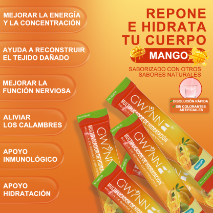 Gwynne Multiplicador De Hidratacion Mezcla De Bebida Electrolitica,supercalm Nutricional Bebidas Mixtas En Polvo Con Sodio ,vitamina C Y B12,sabor A Mango 20 Unidade