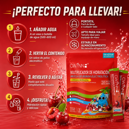 Gwynne Multiplicador De Hidratacion Mezcla De Bebida Electrolitica,supercalm Nutricional Bebidas Mixta En Polvo Con Sodio,vitamina C Y B12,sabor A Cereza 20 Unidade