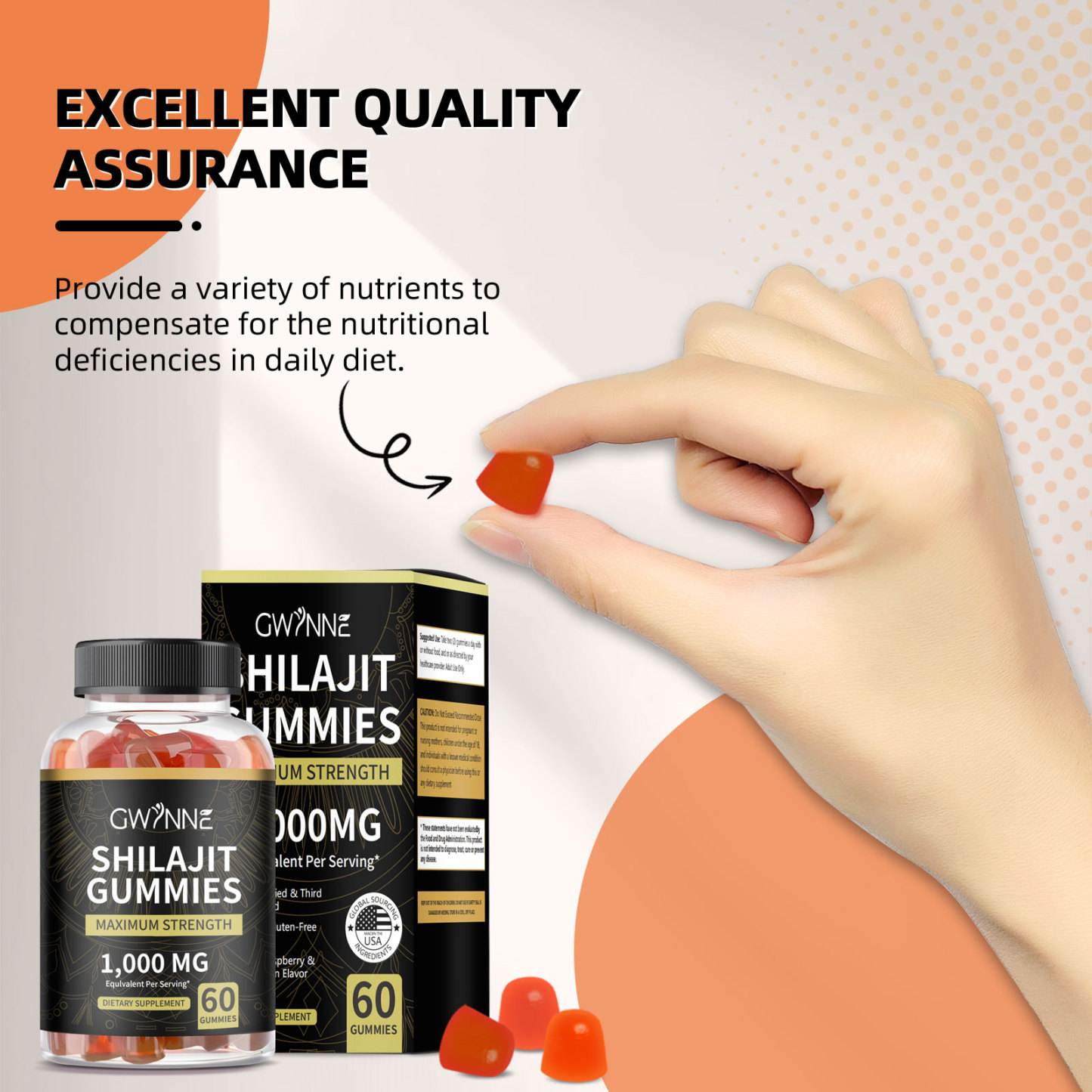 Gomitas De Shilajit 60 Unidades Sabor A Frambuesa Y Sandía Gwynne 1000mg