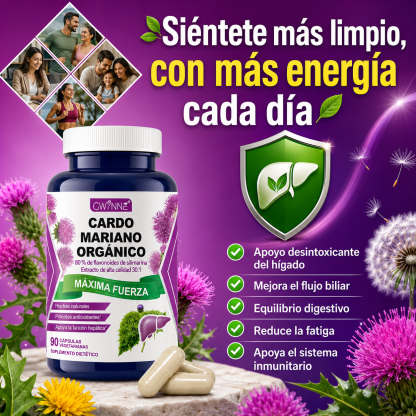 Gwynne Cardo Mariano Orgánico Cápsulas,silymarin Milk Thistle 30:1 Extracto,apoyo A La Desintoxicación Y Reparación Del Hígado,apoyo A Los Antioxidantes,muscular Y Óseo,90 Cápsulas