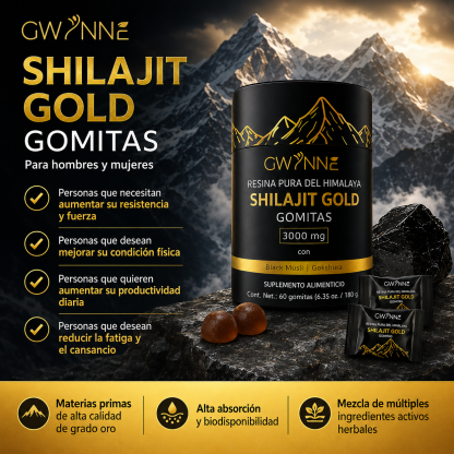 Gwynne Shilajit Gummies Puro Del Himalaya 85 Micronutrientes 3000mg Apto Para Hombres Y Mujeres 100% Natural Orgánico 60 Gommies