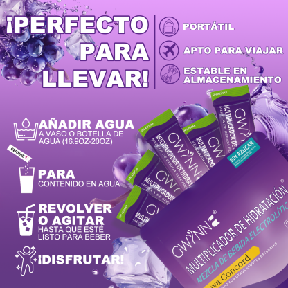 Gwynne Multiplicador De Hidratacion Mezcla De Bebida Electrolitica,supercalm Nutricional Bebidas Mixtas En Polvo Con Sodio ,vitamina C Y B12,sabor A Uva 20 Unidade