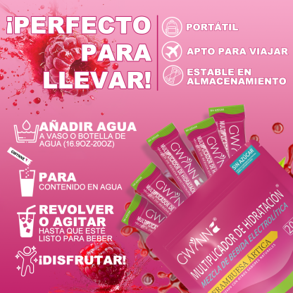 Gwynne Multiplicador De Hidratacion Mezcla De Bebida Electrolitica,supercalm Nutricional Bebidas Mixtas En Polvo Con Sodio ,vitamina C Y B12,sabor A Frambuesa 20 Unidade