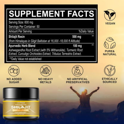 Gwynne Resina De Shilajit Natural Pura Orgánica Del Himalaya Color 2pcs + Gomitas De Shilajit 60 Unidades Sabor A Frambuesa Y Sandía