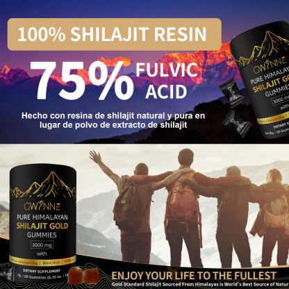 Gwynne Shilajit Gummies Puro Del Himalaya 85 Micronutrientes 3000mg Apto Para Hombres Y Mujeres 100% Natural Orgánico 60 Gommies