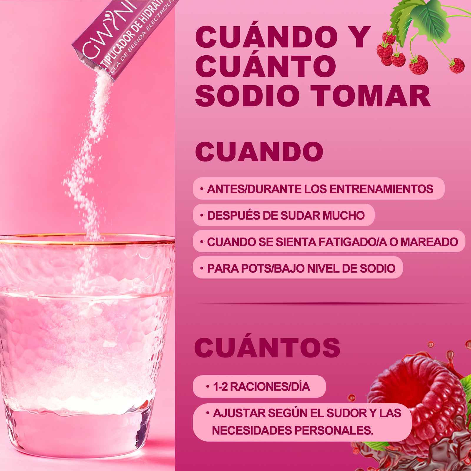 Gwynne Multiplicador De Hidratacion Mezcla De Bebida Electrolitica,supercalm Nutricional Bebidas Mixtas En Polvo Con Sodio ,vitamina C Y B12,sabor A Frambuesa 20 Unidade