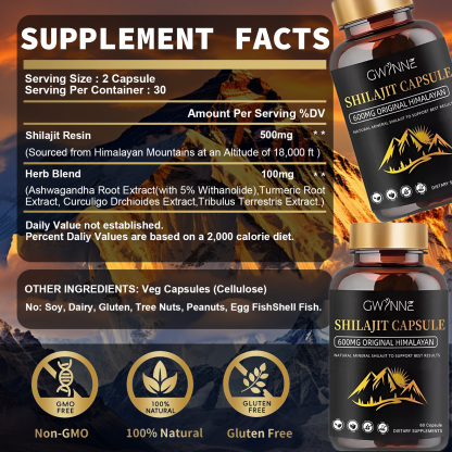 Gwynne Gomitas De Shilajit 60 Unidades Sabor A Frambuesa Y Sandía + Charaji Cápsulas 60unidades 2pcs