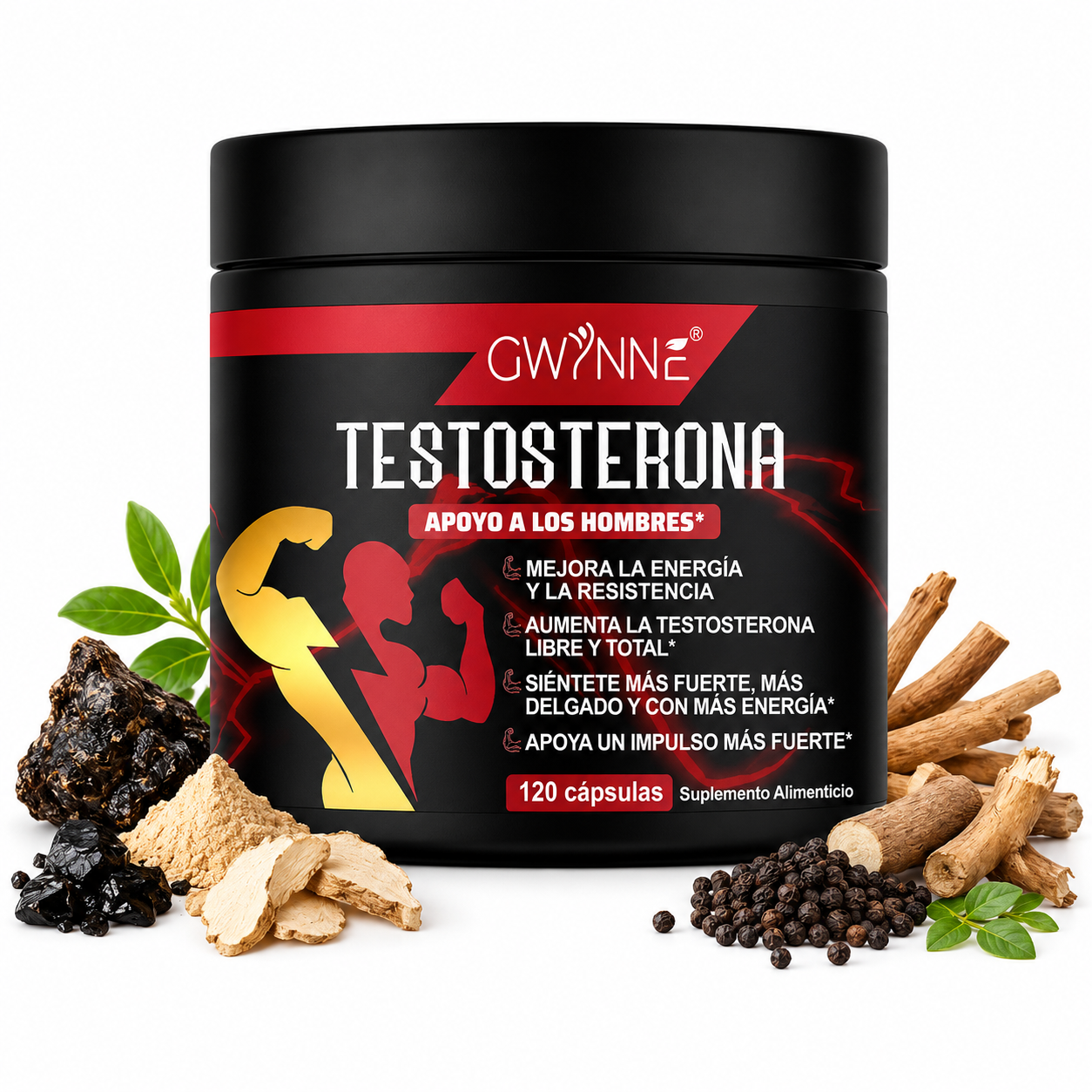 Gwynne Testosterone Supplement Para Hombres,con Extracto De Raiz De Tongkat Ali 500mg,maca,arginina,creatina,ayuda Crecimiento Muscular,recuperación,conducción Y Resistencia,120capsules