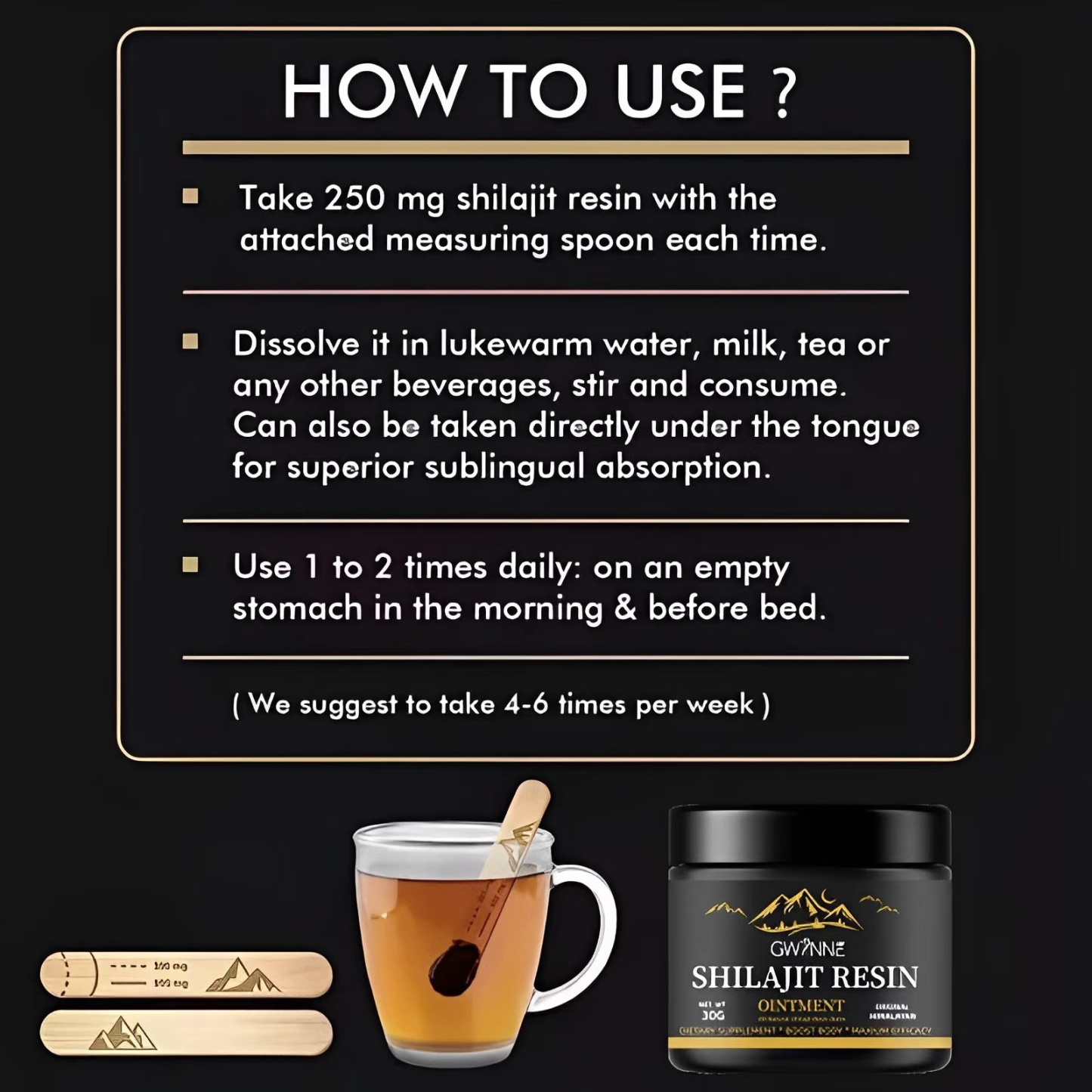 GWYNNE Shilajit Resina Ntural Pura Orgánica Del Himalaya 600g 4pcs Color Fix