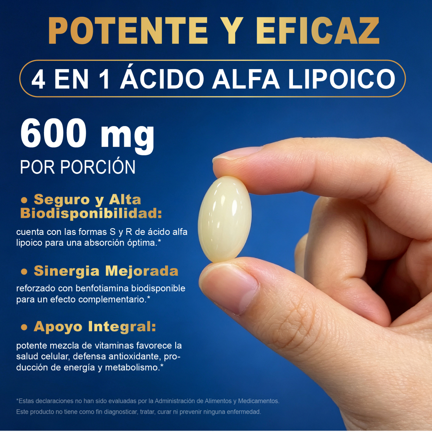 Gwynne 4 En 1 Ácido Alfa Lipoico 600mg 300 Cápsulas blandas,suplemento Antioxidant,con B1,b12 Y Benfotiamina 