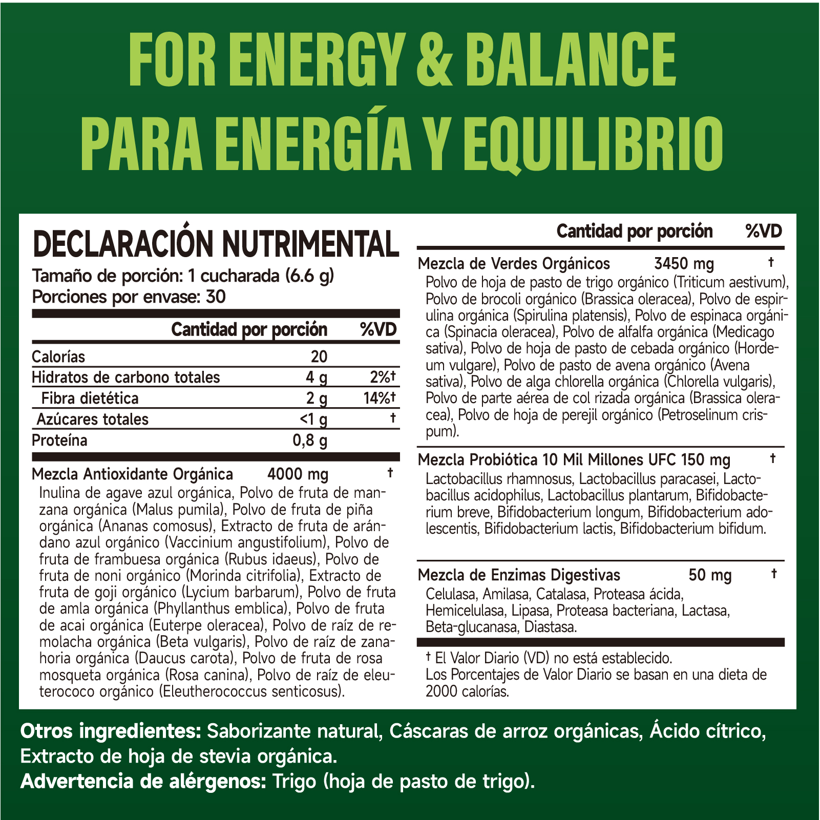 Gwynne Greens Superfoods En Polvo,Con Probióticos Y Enzimas,mezcla De Bebidas Orgánicas De Frutas Y Verduras,198g