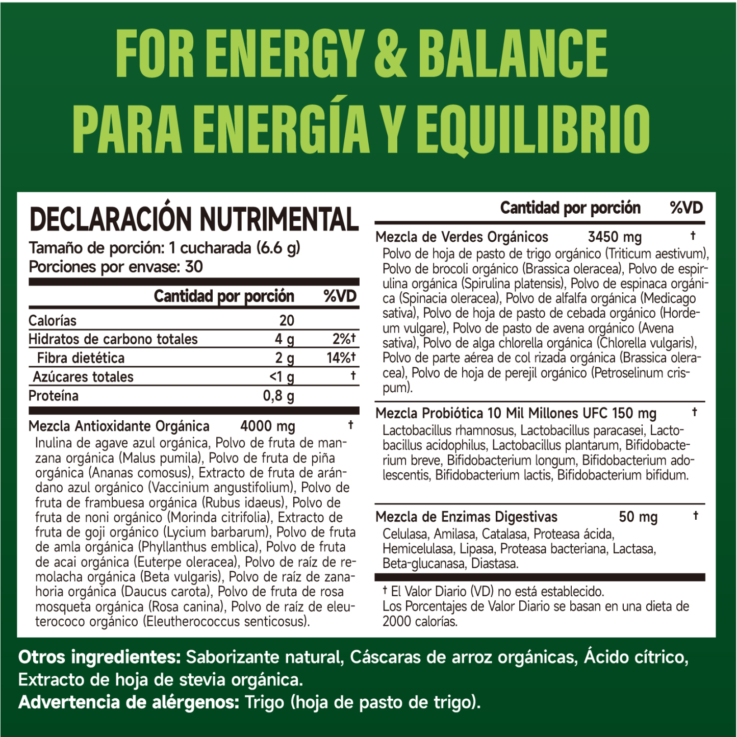Gwynne Greens Superfoods En Polvo,Con Probióticos Y Enzimas,mezcla De Bebidas Orgánicas De Frutas Y Verduras,198g