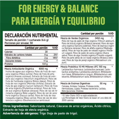 Gwynne Greens Superfoods En Polvo,Con Probióticos Y Enzimas,mezcla De Bebidas Orgánicas De Frutas Y Verduras,198g