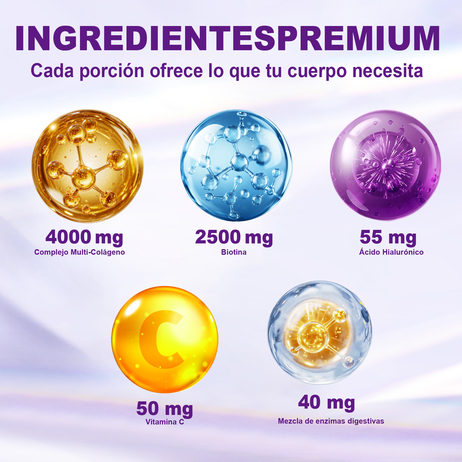 Gwynne Péptidos de Colágeno Múltiples 4000 mg,con Biotina y Ácido Hialurónico,300 Cápsulas