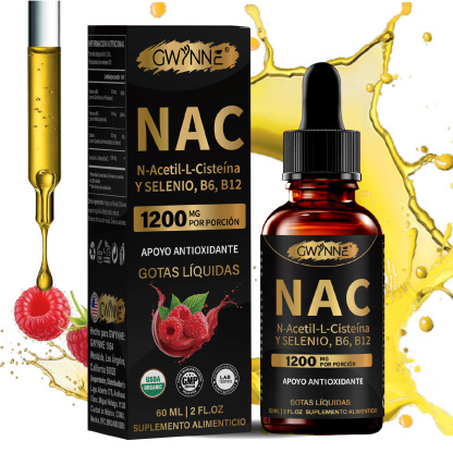 Gwynne Nac N-acetil-l-cisteína 1200mg Gotas 60ml, Con Vitamina B6,B12 Y Selenio,apoyo Antioxidante,inmunológico Y Respiratorio