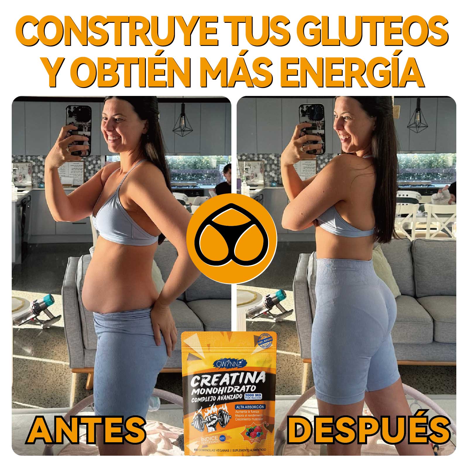Gwynne Creatina Monohidrato Complejo Avanzado Suplemento Con Taurina,piper Nigrum,vitamina B6 Y B12,crecimiento Muscular,crecimiento De Las Caderas,salud De Las Articulaciones Y La Piel,60 Gummies