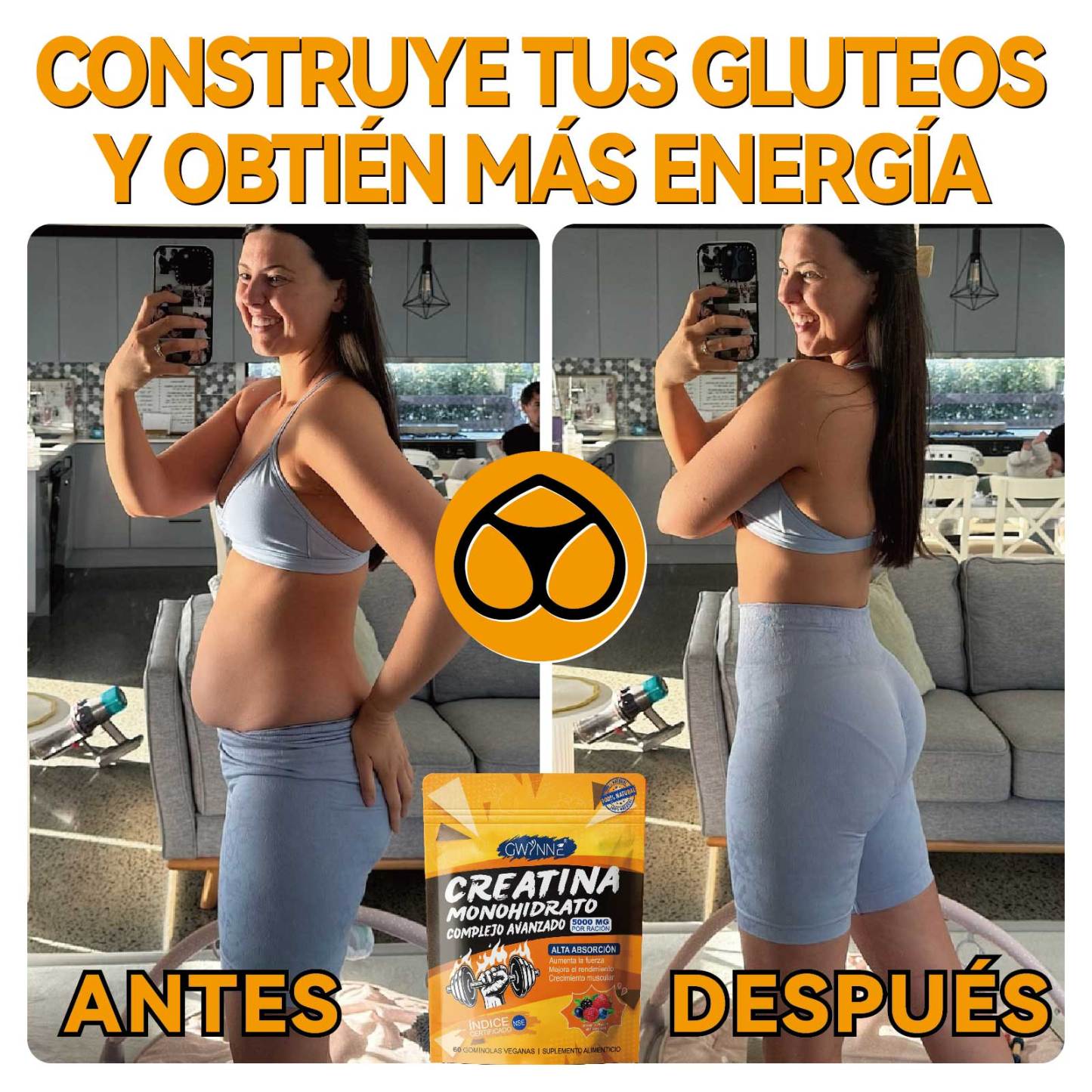 Gwynne Creatina Monohidrato Complejo Avanzado Suplemento Con Taurina,piper Nigrum,vitamina B6 Y B12,crecimiento Muscular,crecimiento De Las Caderas,salud De Las Articulaciones Y La Piel,60 Gummies
