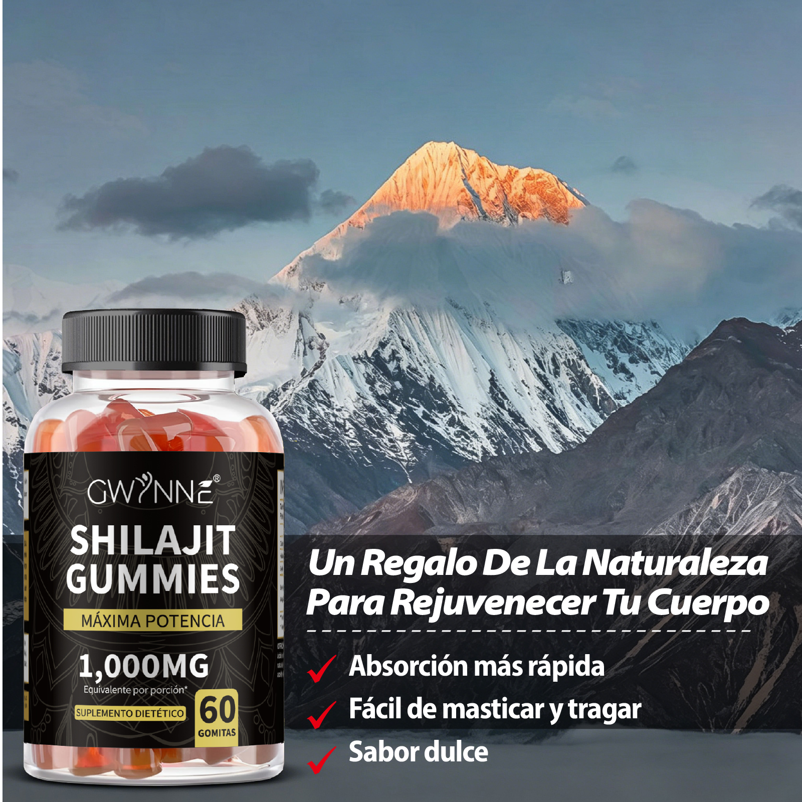 1. Recarga tu vida con la resina de shilajit del Himalaya, que ofrece una sensación de fuerza y energía gracias a sus propiedades nutricionales. Contiene más de 85 oligoelementos y ácido fúlvico, lo que favorece una mejor absorción de minerales y contribu