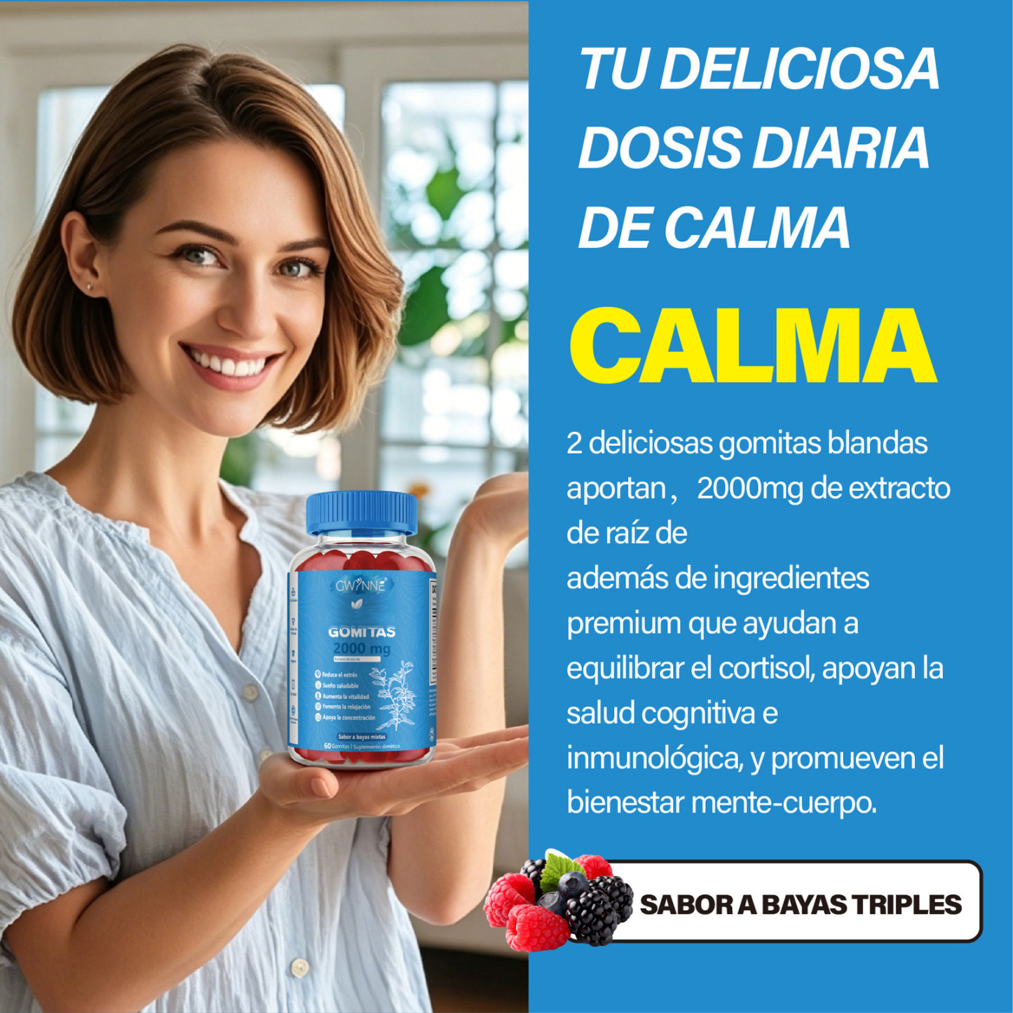 Gwynne Gominolas De Vitaminas skm-66 Ashwasandha Maca Root 60gomit Sin Sabor