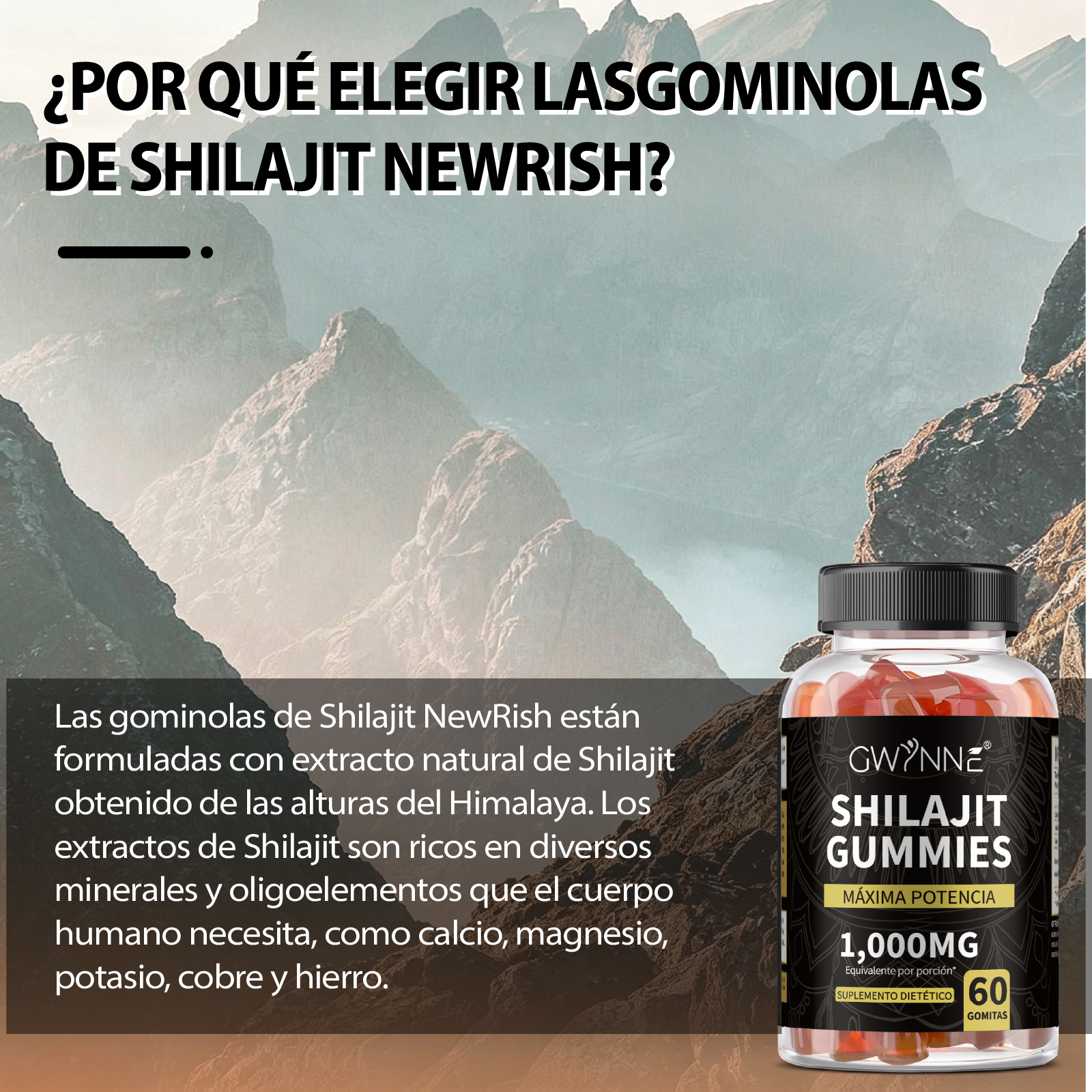 1. Recarga tu vida con la resina de shilajit del Himalaya, que ofrece una sensación de fuerza y energía gracias a sus propiedades nutricionales. Contiene más de 85 oligoelementos y ácido fúlvico, lo que favorece una mejor absorción de minerales y contribu