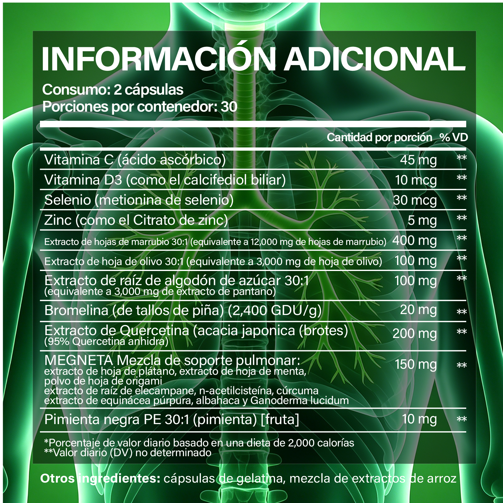 Gwynne Pulmonar Limpieza Suplemento,para Limpieza Pulmonar Y Apoyo Respiratorio Natural,con Marrubio,quercetina Y Hoja De Olivo,respira Libremente Y Fortalece Tu Sistema Inmunológico,60 Cápsulas