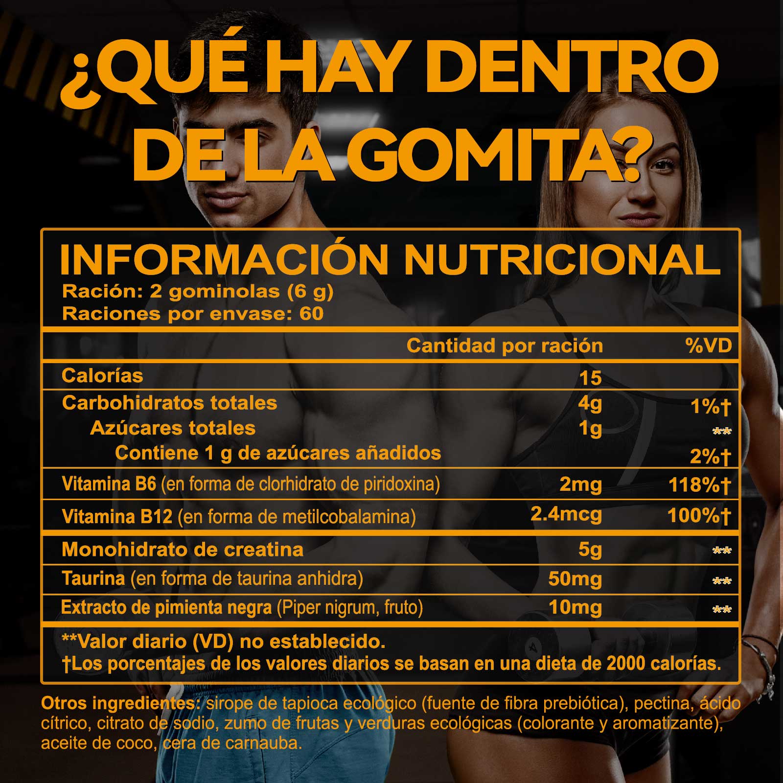 Gwynne Creatina Monohidrato Complejo Avanzado Suplemento Con Taurina,piper Nigrum,vitamina B6 Y B12,crecimiento Muscular,crecimiento De Las Caderas,salud De Las Articulaciones Y La Piel,60 Gummies