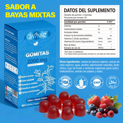 Gwynne Gominolas De Vitaminas skm-66 Ashwasandha Maca Root 60gomit Sin Sabor