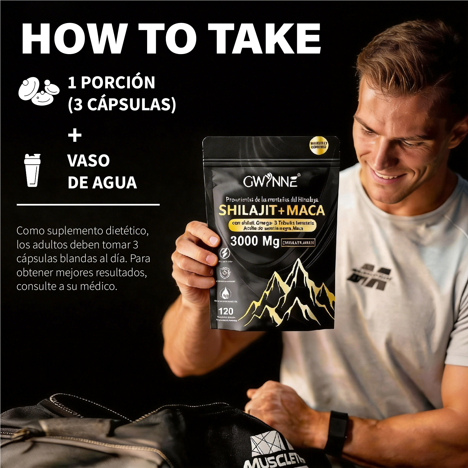 Gwynne Shilajit + Maca Del Himalaya 120 Cáps,con Shilajit 3000mg,omega-3,tribulus Y Maca,salud Cardio-cerebra,aumento De Energia,antiinflamatorio Y Antioxidante